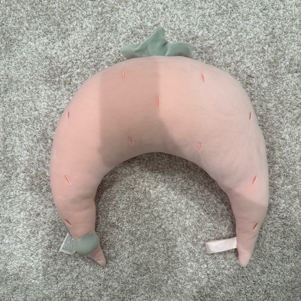Miniso Kawaii Strawberry Travel Pink Plush Neck Pillow